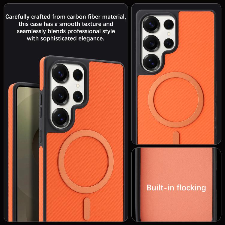 For Samsung Galaxy S25 Ultra 5G Kalebol Carbon Fiber MagSafe Phone Case