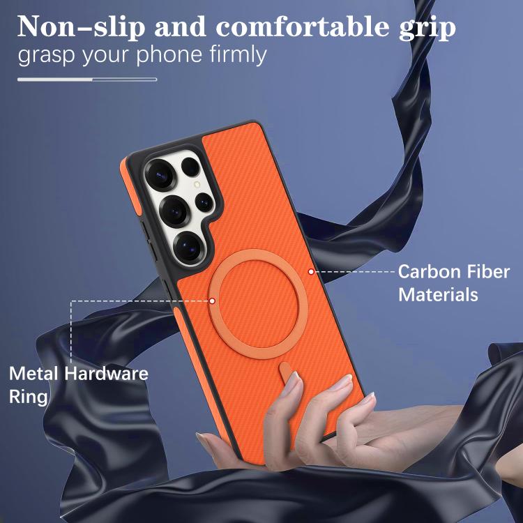 For Samsung Galaxy S25 Ultra 5G Kalebol Carbon Fiber MagSafe Phone Case