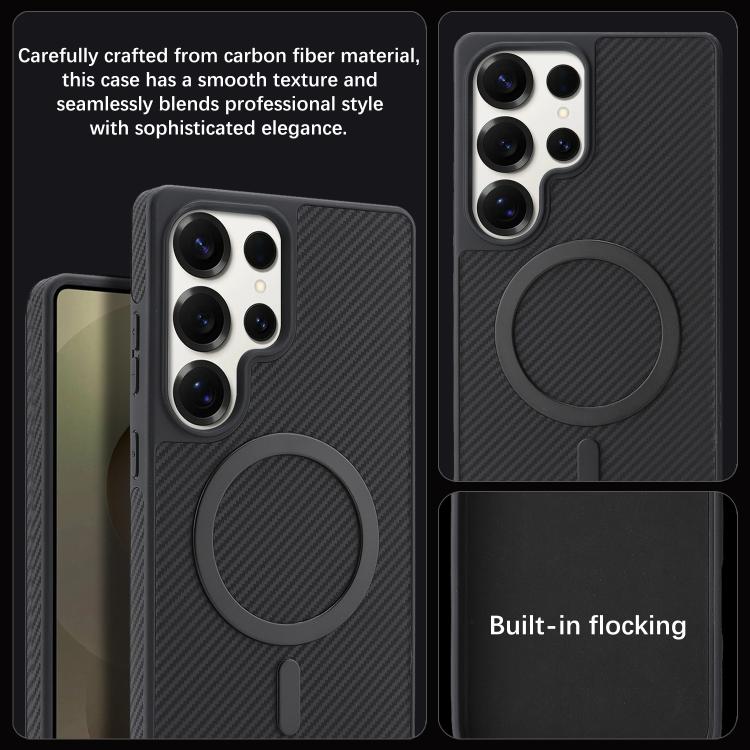 For Samsung Galaxy S24 Ultra 5G Kalebol Carbon Fiber MagSafe Phone Case