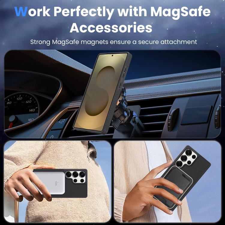 For Samsung Galaxy S24 Ultra 5G Kalebol Carbon Fiber MagSafe Phone Case