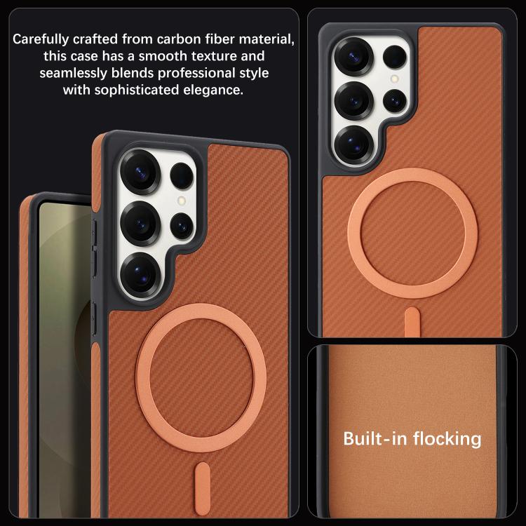 For Samsung Galaxy S24 Ultra 5G Kalebol Carbon Fiber MagSafe Phone Case