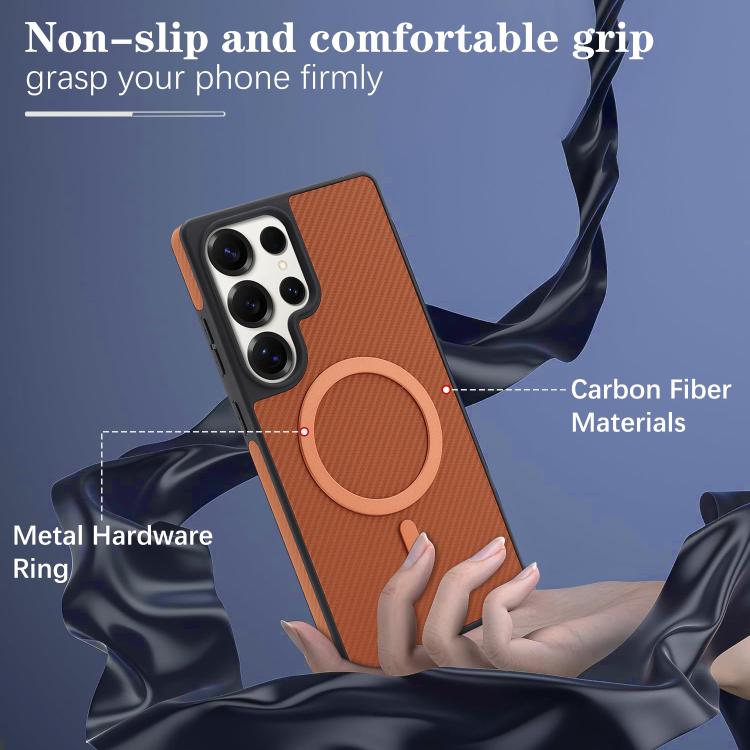 For Samsung Galaxy S24 Ultra 5G Kalebol Carbon Fiber MagSafe Phone Case