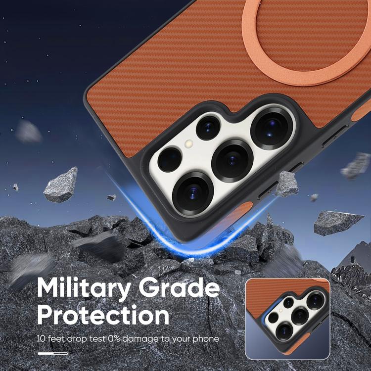 For Samsung Galaxy S24 Ultra 5G Kalebol Carbon Fiber MagSafe Phone Case
