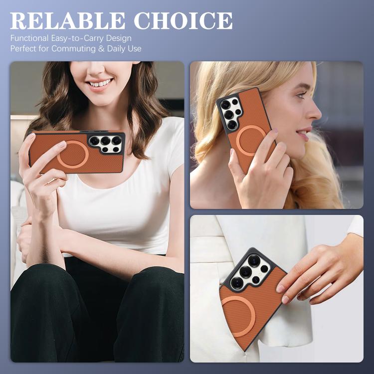 For Samsung Galaxy S24 Ultra 5G Kalebol Carbon Fiber MagSafe Phone Case