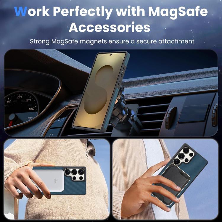 For Samsung Galaxy S24 Ultra 5G Kalebol Carbon Fiber MagSafe Phone Case