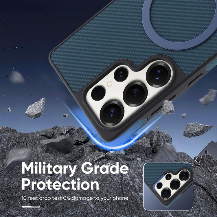For Samsung Galaxy S24 Ultra 5G Kalebol Carbon Fiber MagSafe Phone Case