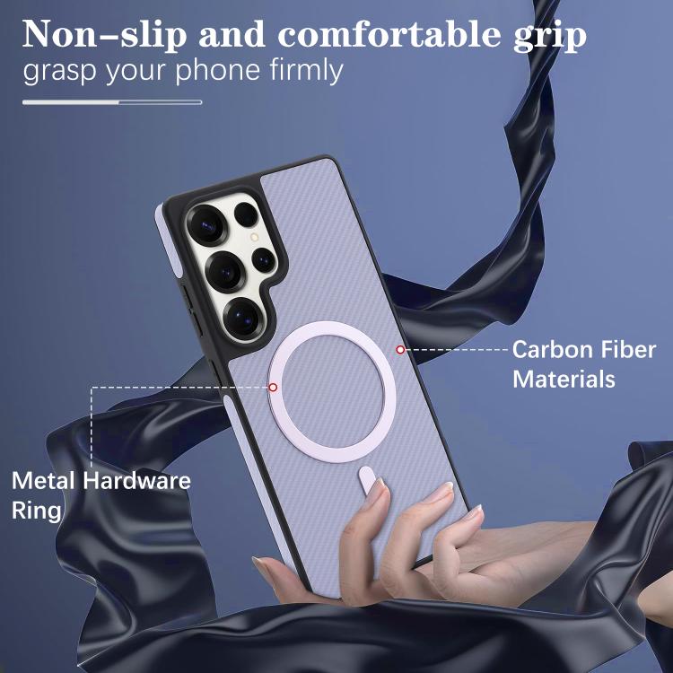 For Samsung Galaxy S24 Ultra 5G Kalebol Carbon Fiber MagSafe Phone Case