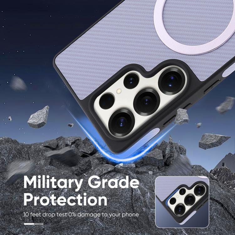 For Samsung Galaxy S24 Ultra 5G Kalebol Carbon Fiber MagSafe Phone Case
