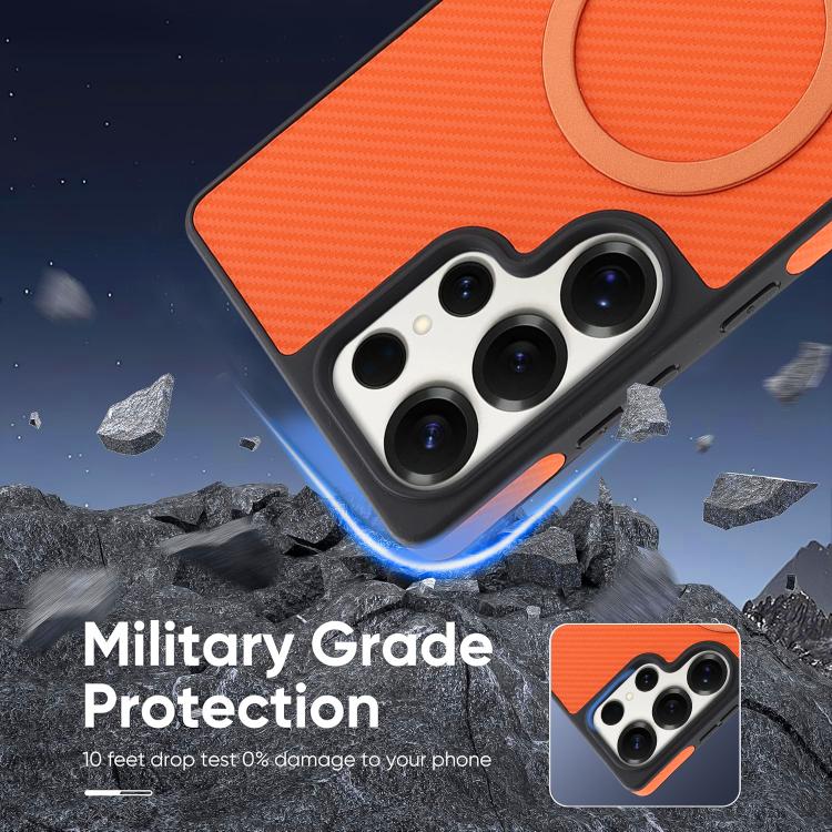 For Samsung Galaxy S24 Ultra 5G Kalebol Carbon Fiber MagSafe Phone Case