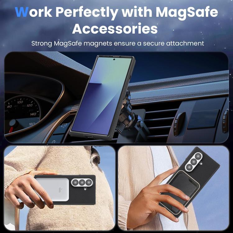 For Samsung Galaxy Z Fold5 Kalebol Carbon Fiber MagSafe Phone Case
