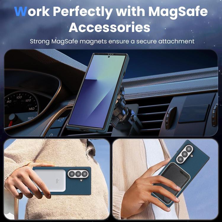 For Samsung Galaxy Z Fold5 Kalebol Carbon Fiber MagSafe Phone Case