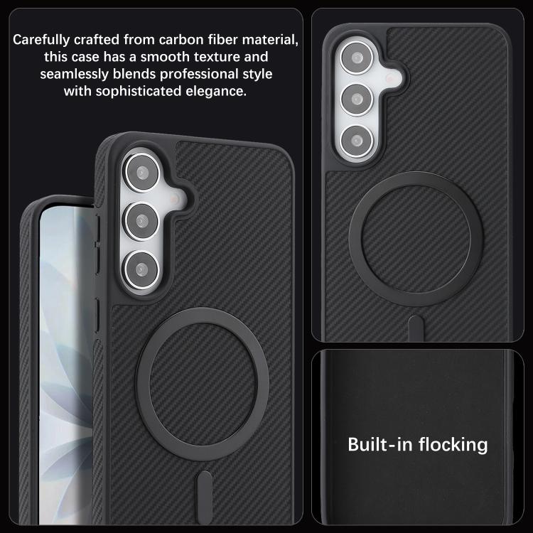 For Samsung Galaxy S25 5G Kalebol Carbon Fiber MagSafe Phone Case