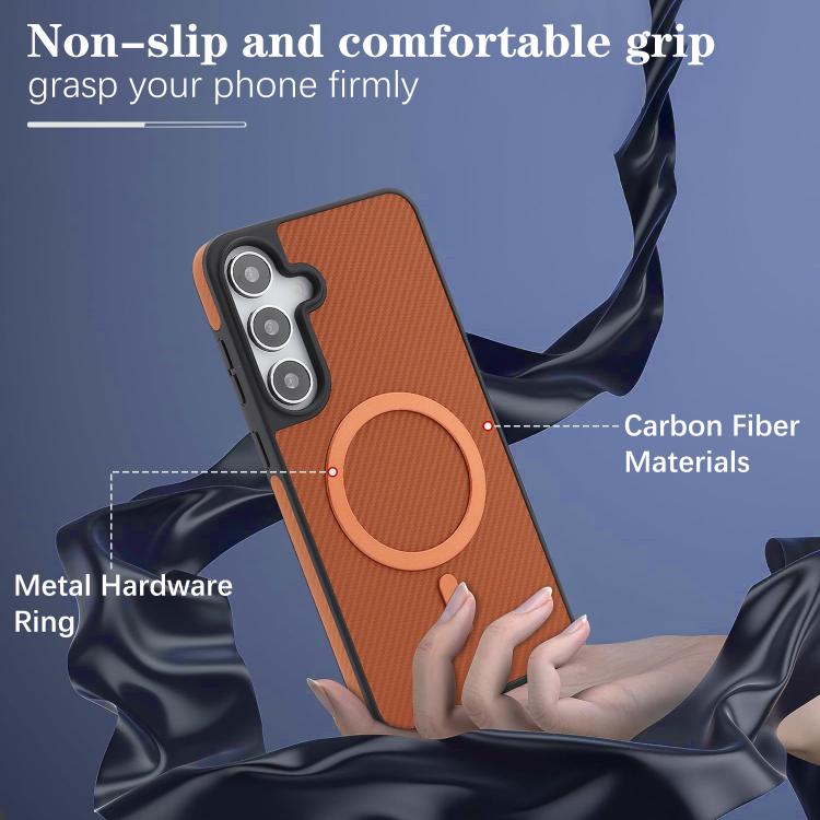 For Samsung Galaxy S25 5G Kalebol Carbon Fiber MagSafe Phone Case