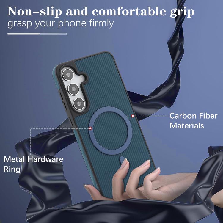 For Samsung Galaxy S25 5G Kalebol Carbon Fiber MagSafe Phone Case