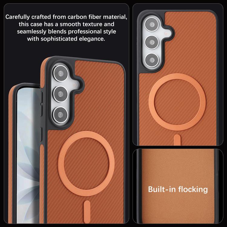 For Samsung Galaxy S23 5G Kalebol Carbon Fiber MagSafe Phone Case