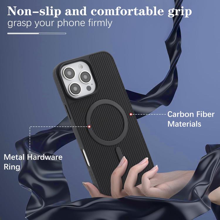 For iPhone 16 Pro Kalebol Carbon Fiber MagSafe Phone Case