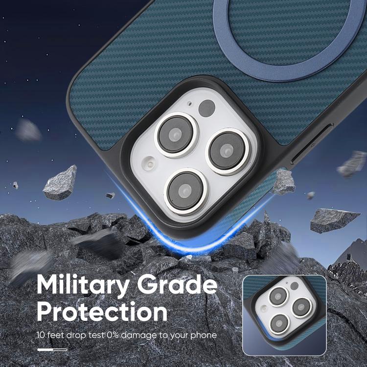 For iPhone 16 Pro Kalebol Carbon Fiber MagSafe Phone Case