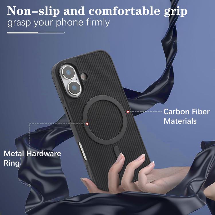 For iPhone 16 Kalebol Carbon Fiber MagSafe Phone Case
