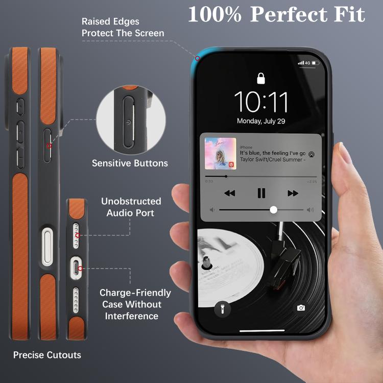 For iPhone 16 Kalebol Carbon Fiber MagSafe Phone Case