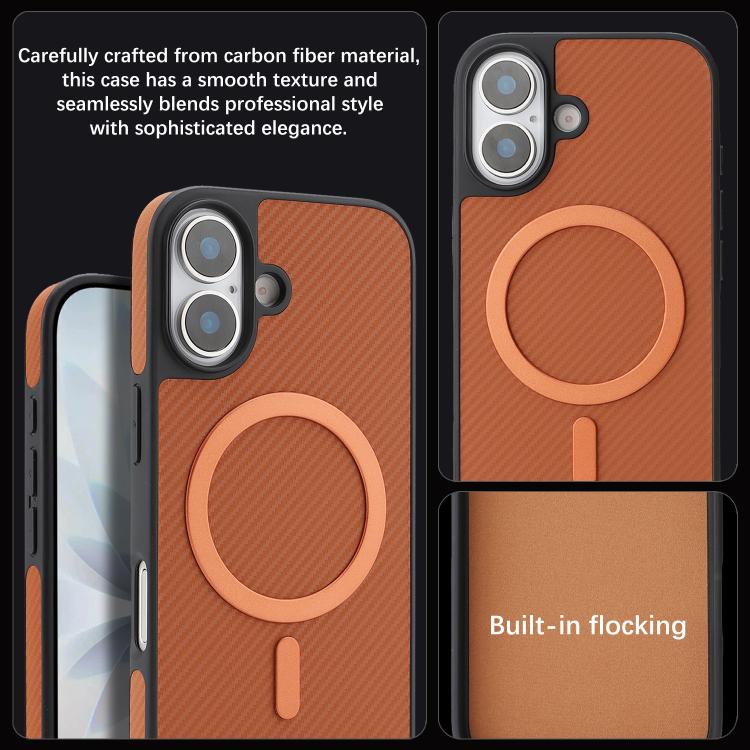 For iPhone 16 Kalebol Carbon Fiber MagSafe Phone Case