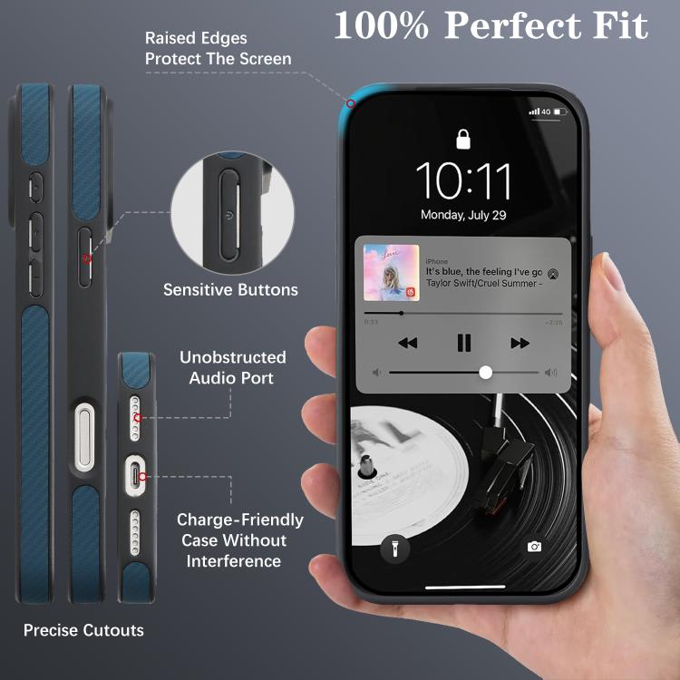 For iPhone 16 Kalebol Carbon Fiber MagSafe Phone Case