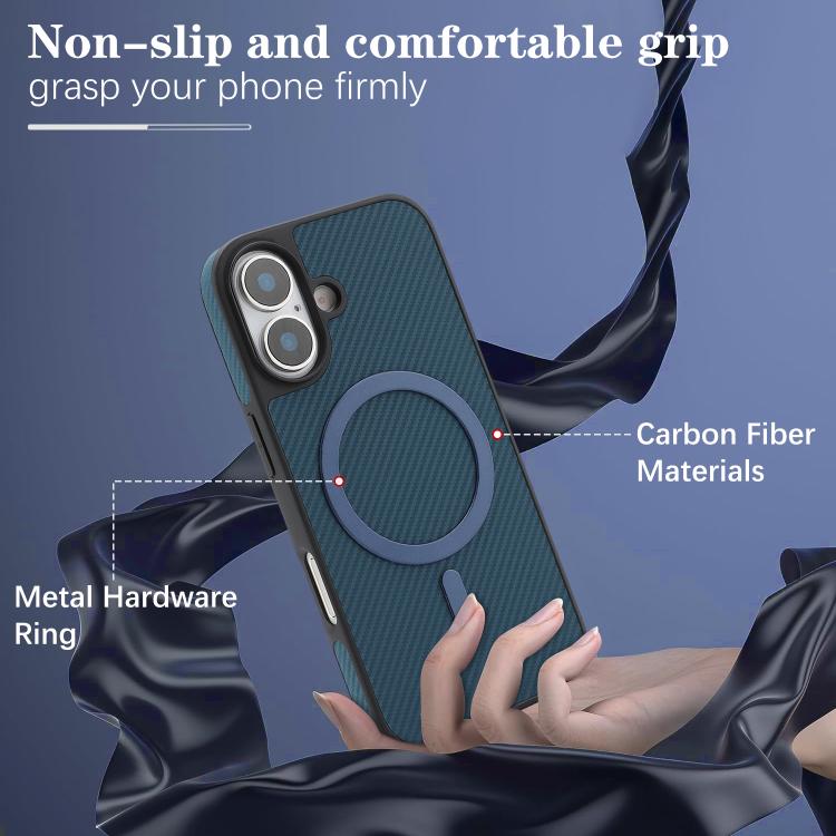 For iPhone 16 Kalebol Carbon Fiber MagSafe Phone Case