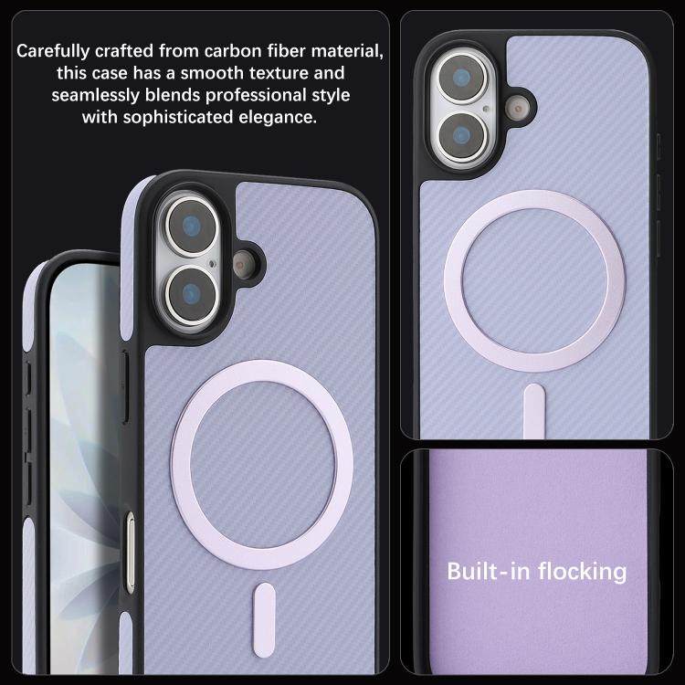For iPhone 16 Kalebol Carbon Fiber MagSafe Phone Case