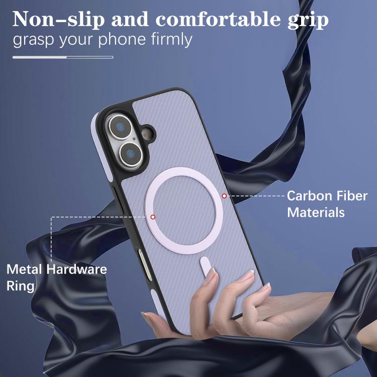 For iPhone 16 Kalebol Carbon Fiber MagSafe Phone Case