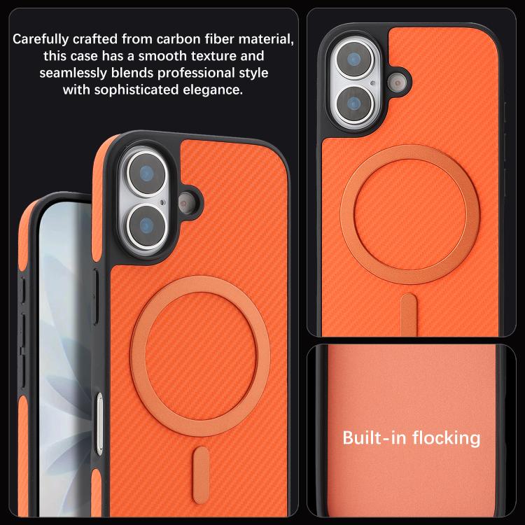 For iPhone 16 Kalebol Carbon Fiber MagSafe Phone Case
