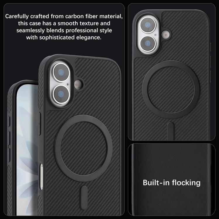 For iPhone 16 Plus Kalebol Carbon Fiber MagSafe Phone Case
