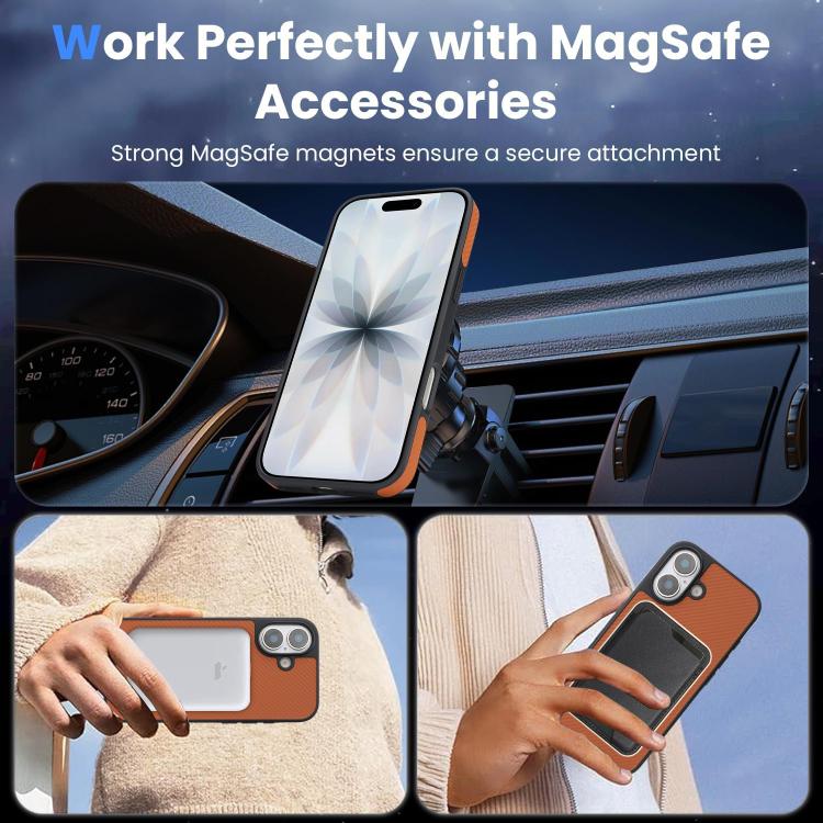 For iPhone 16 Plus Kalebol Carbon Fiber MagSafe Phone Case