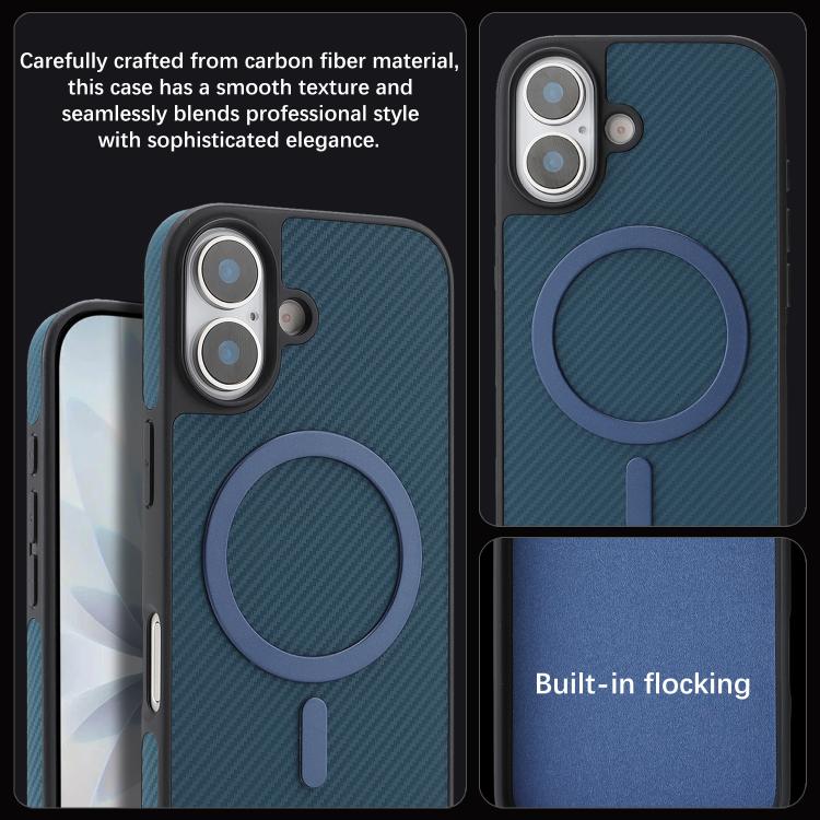 For iPhone 16 Plus Kalebol Carbon Fiber MagSafe Phone Case