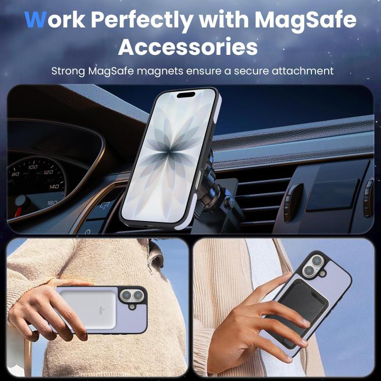 For iPhone 16 Plus Kalebol Carbon Fiber MagSafe Phone Case