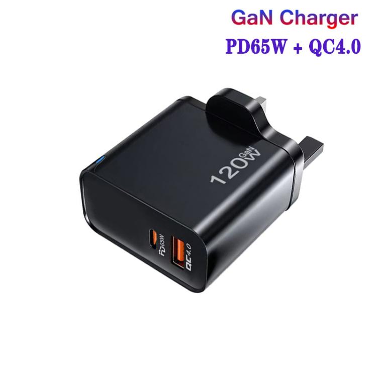 TE-PD65 GaN PD 65W + QC4.0 USB Fully Compatible Protocol Charger for MacBook ，UK Plug