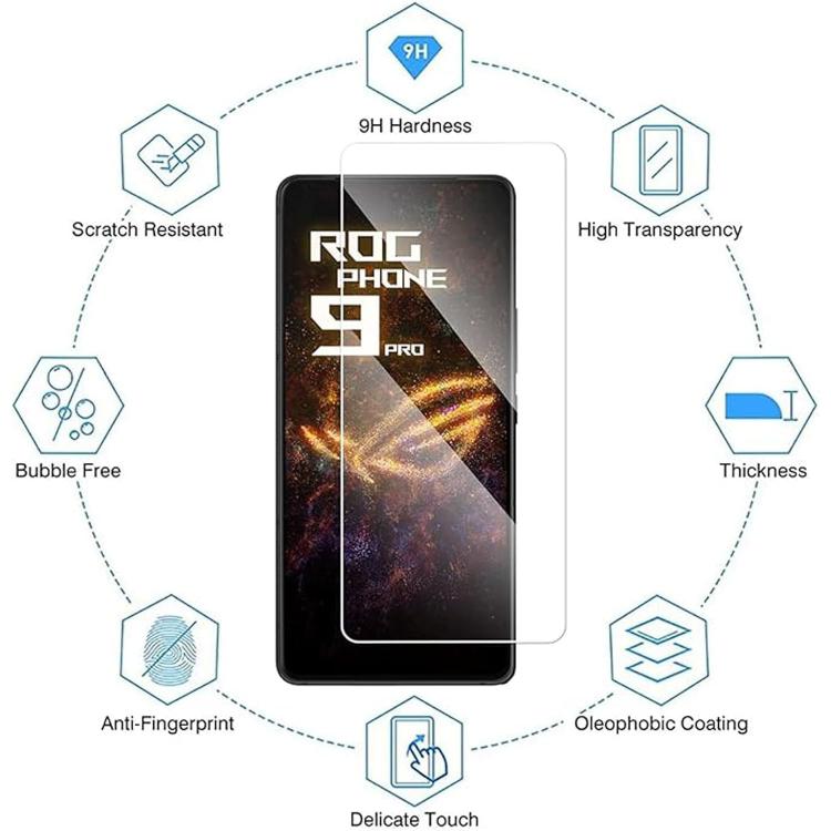 For ASUS ROG Phone 9 / 9 Pro / 9 FE Kalebol 10pcs High-Aluminum Semi-Screen Anti-Fingerprint HD Tempered Glass Film
