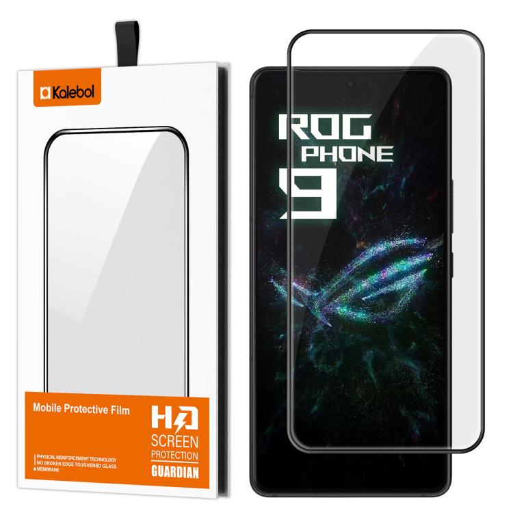 For ASUS ROG Phone 9 / 9 Pro / 9 FE Kalebol High-Aluminum Screen-Printed Full-Coverage Anti-Fingerprint Black-Bordered HD Tempered Glass Film