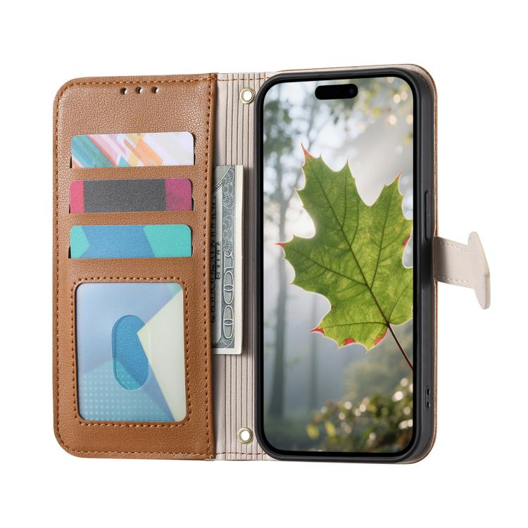 For Xiaomi 15 Leaf Buckle Zipper Wallet Leather Phone Case with Strap