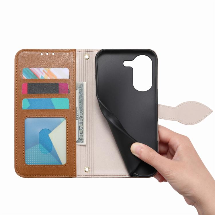 For Redmi Turbo 5 5G Leaf Buckle Zipper Wallet Leather Phone Case with Strap