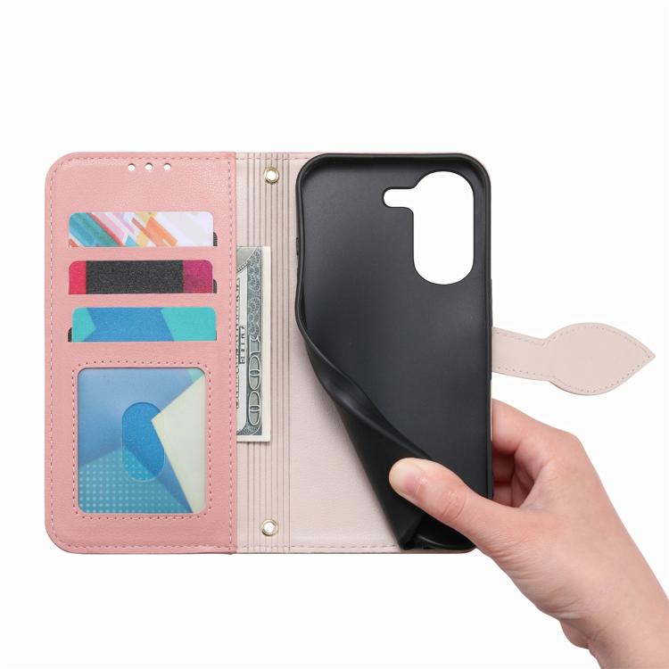 For Redmi Turbo 5 5G Leaf Buckle Zipper Wallet Leather Phone Case with Strap