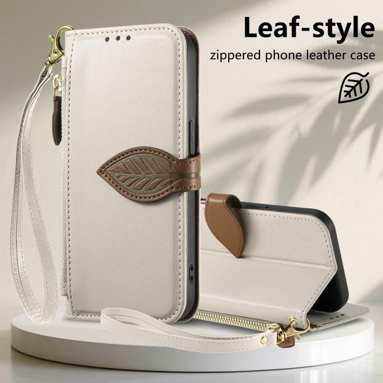 For Redmi Turbo 5 Max 5G Leaf Buckle Zipper Wallet Leather Phone Case with Strap