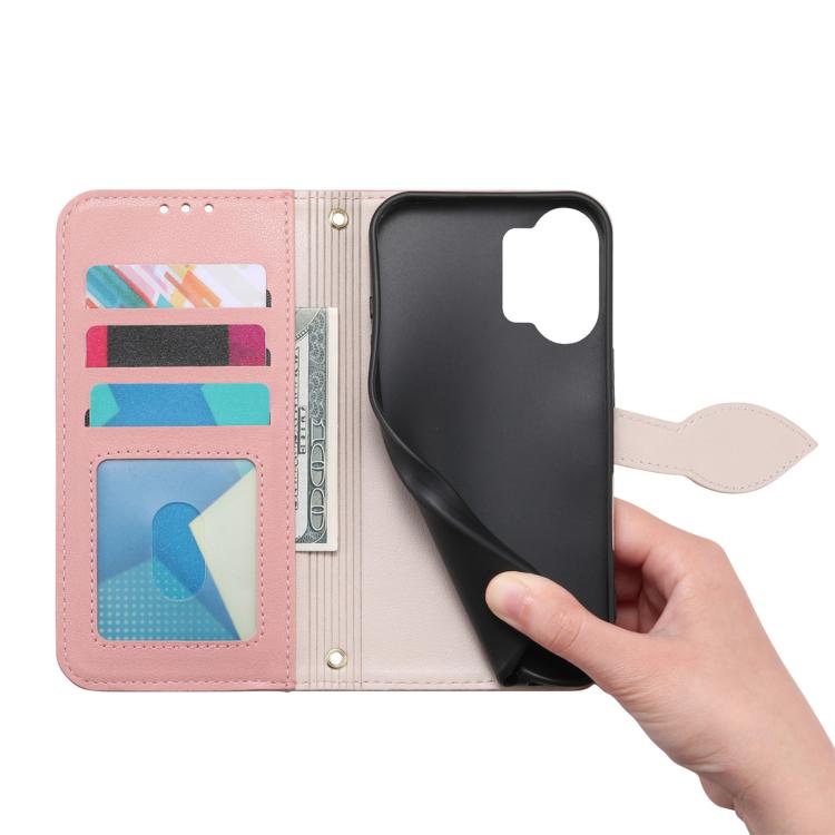 For Xiaomi Poco X8 Pro Max 5G Leaf Buckle Zipper Wallet Leather Phone Case with Strap