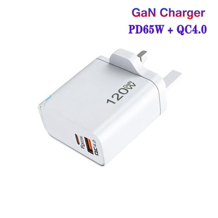 TE-PD65 GaN PD 65W + QC4.0 USB Charger with Type-C to Type-C Data Cable,  UK Plug