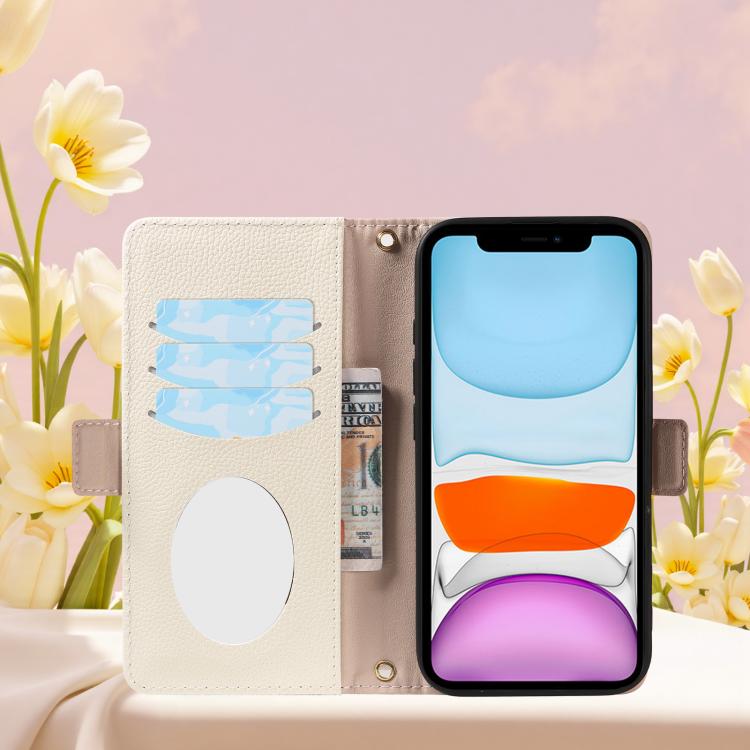 For iPhone 11 Litchi Texture Wallet Mirror Leather Phone Case