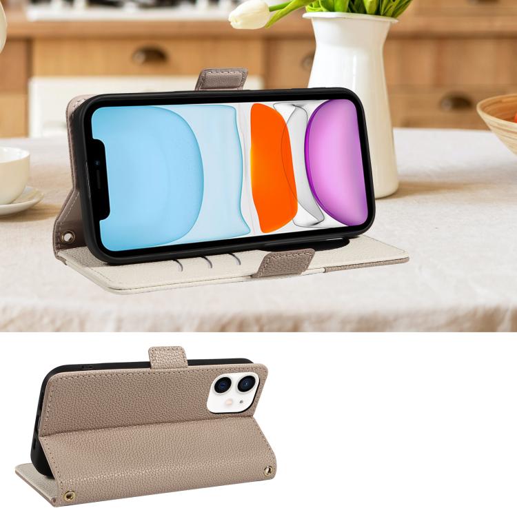 For iPhone 11 Litchi Texture Wallet Mirror Leather Phone Case