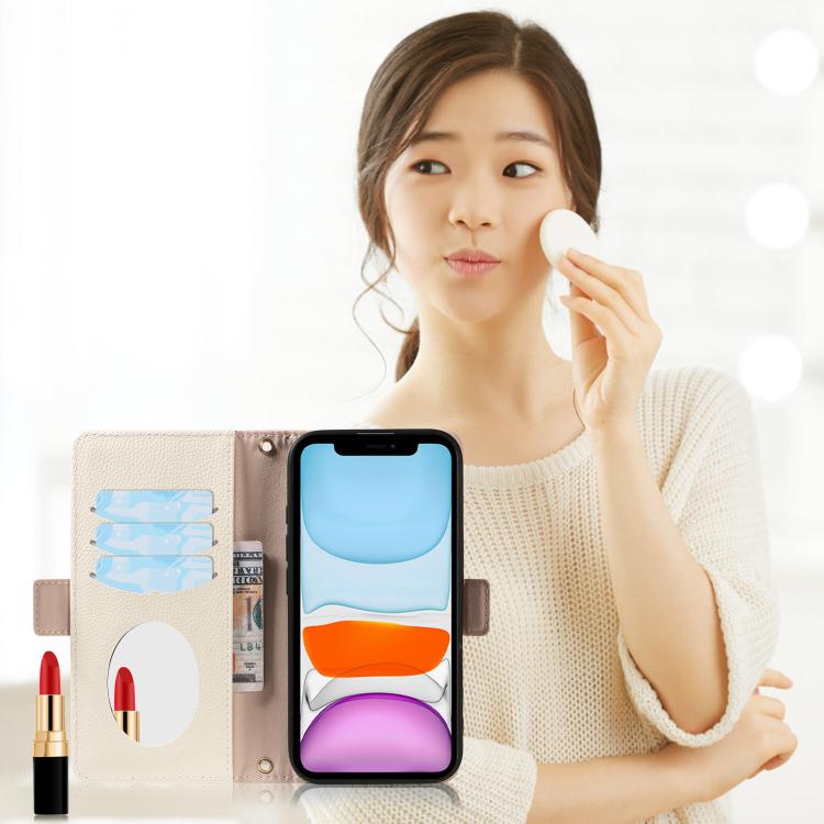 For iPhone 11 Litchi Texture Wallet Mirror Leather Phone Case