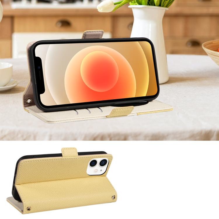 For iPhone 12 Litchi Texture Wallet Mirror Leather Phone Case