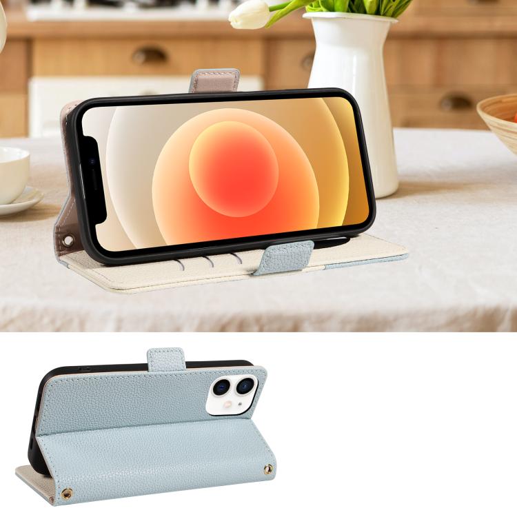 For iPhone 12 Litchi Texture Wallet Mirror Leather Phone Case