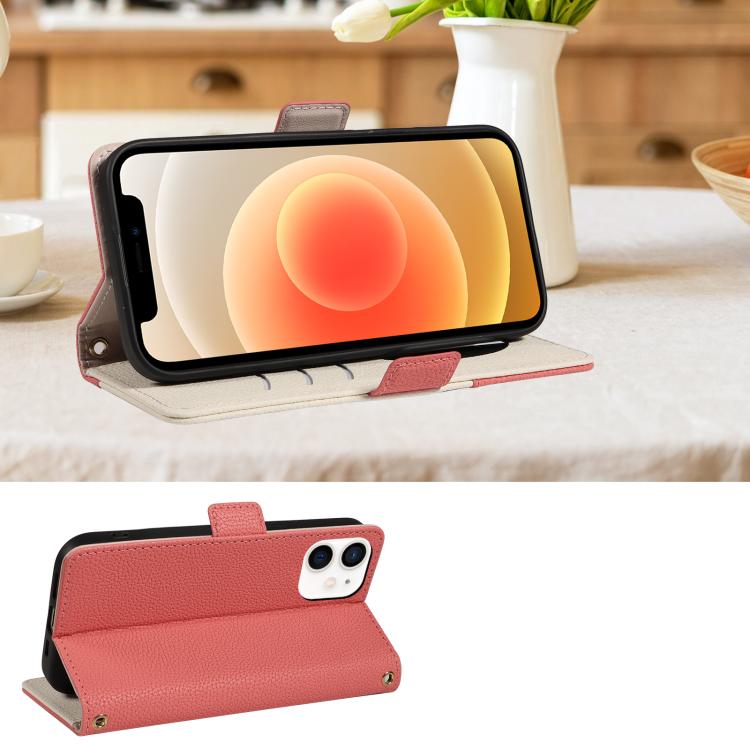 For iPhone 12 Litchi Texture Wallet Mirror Leather Phone Case
