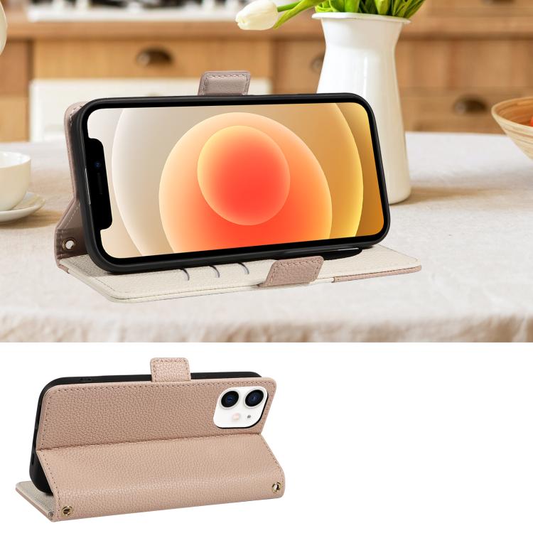 For iPhone 12 Litchi Texture Wallet Mirror Leather Phone Case