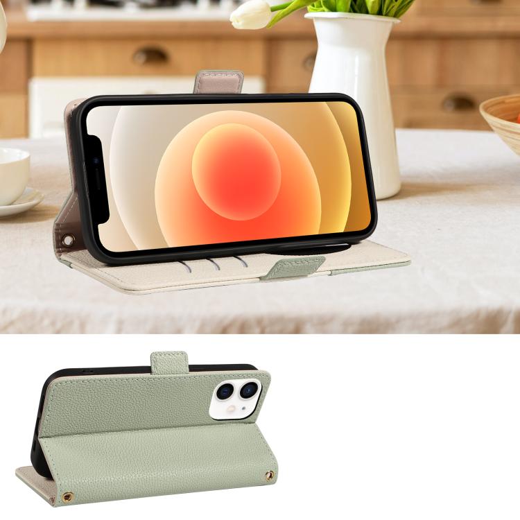 For iPhone 12 Litchi Texture Wallet Mirror Leather Phone Case